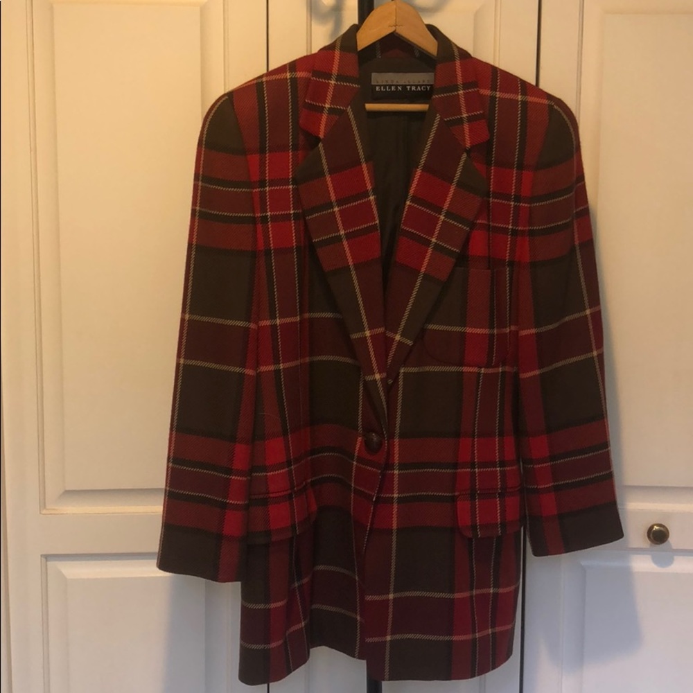 Red Plaid Blazer by Ellen Tracy